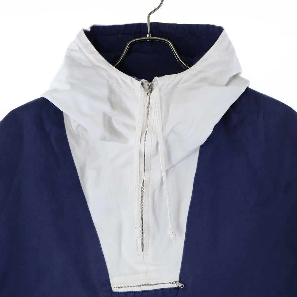 J.CREW(ジェイクルー) 90S VINTAGE 巨人タグ コットンアノラック ハーフジップパーカー フーディー ネイビー/ホワイト