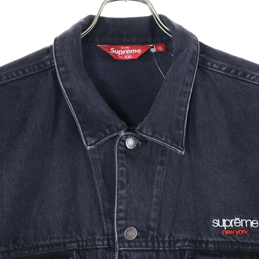 SUPREME(シュプリーム) 25SS Denim Trucker Jacket 胸ロゴ刺繍 デニムトラッカージャケット ブラック