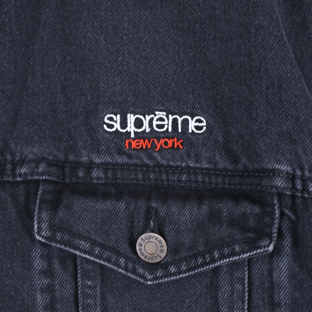 SUPREME(シュプリーム) 25SS Denim Trucker Jacket 胸ロゴ刺繍 デニムトラッカージャケット ブラック