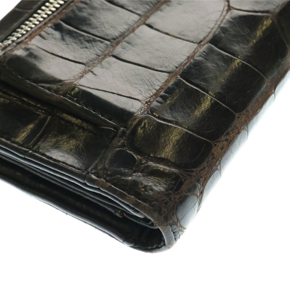 CHROME HEARTS(クロムハーツ) WAVE ALLIGATOR ウェーブアリゲーター クロスボールボタン レザーウォレット 長財布 ブラック