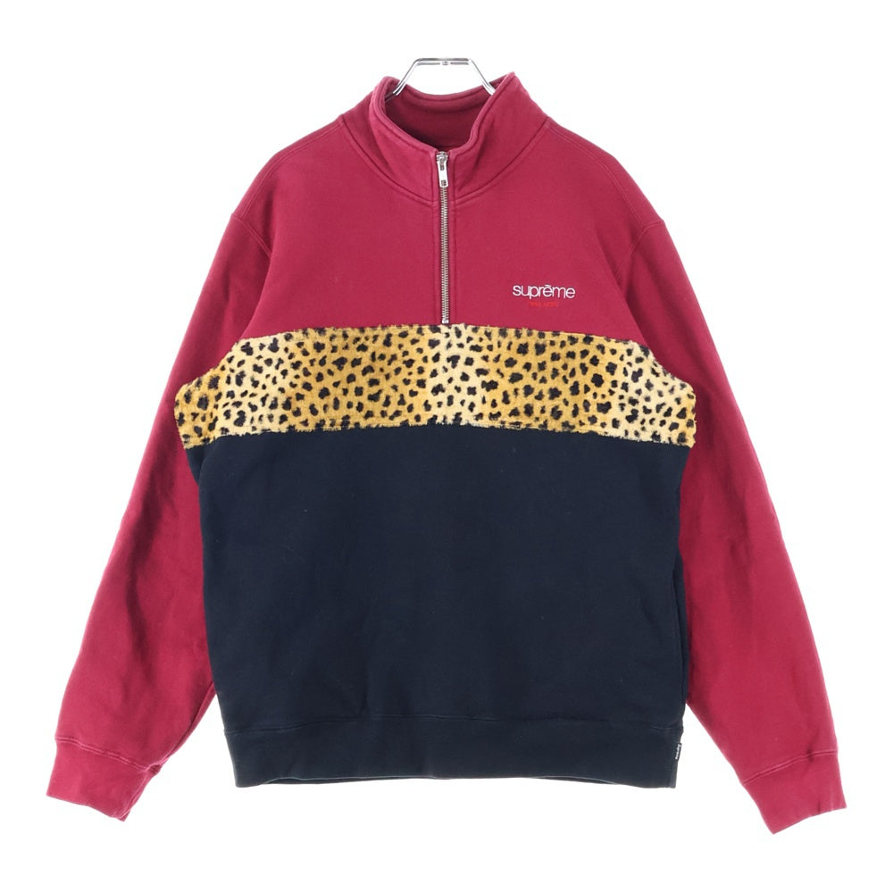 SUPREME(シュプリーム) 18AW Leopard Panel Half Zip Sweatshirt レオパードパネル ハーフジップ スウェットシャツ マルチカラー