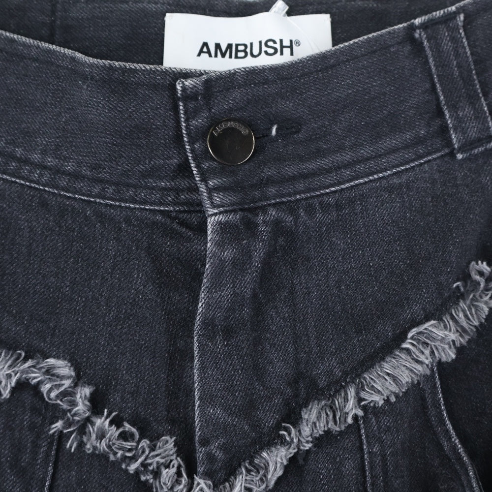 AMBUSH(アンブッシュ) ファーステッチデザイン テーパード デニムパンツ ブラック 12112054