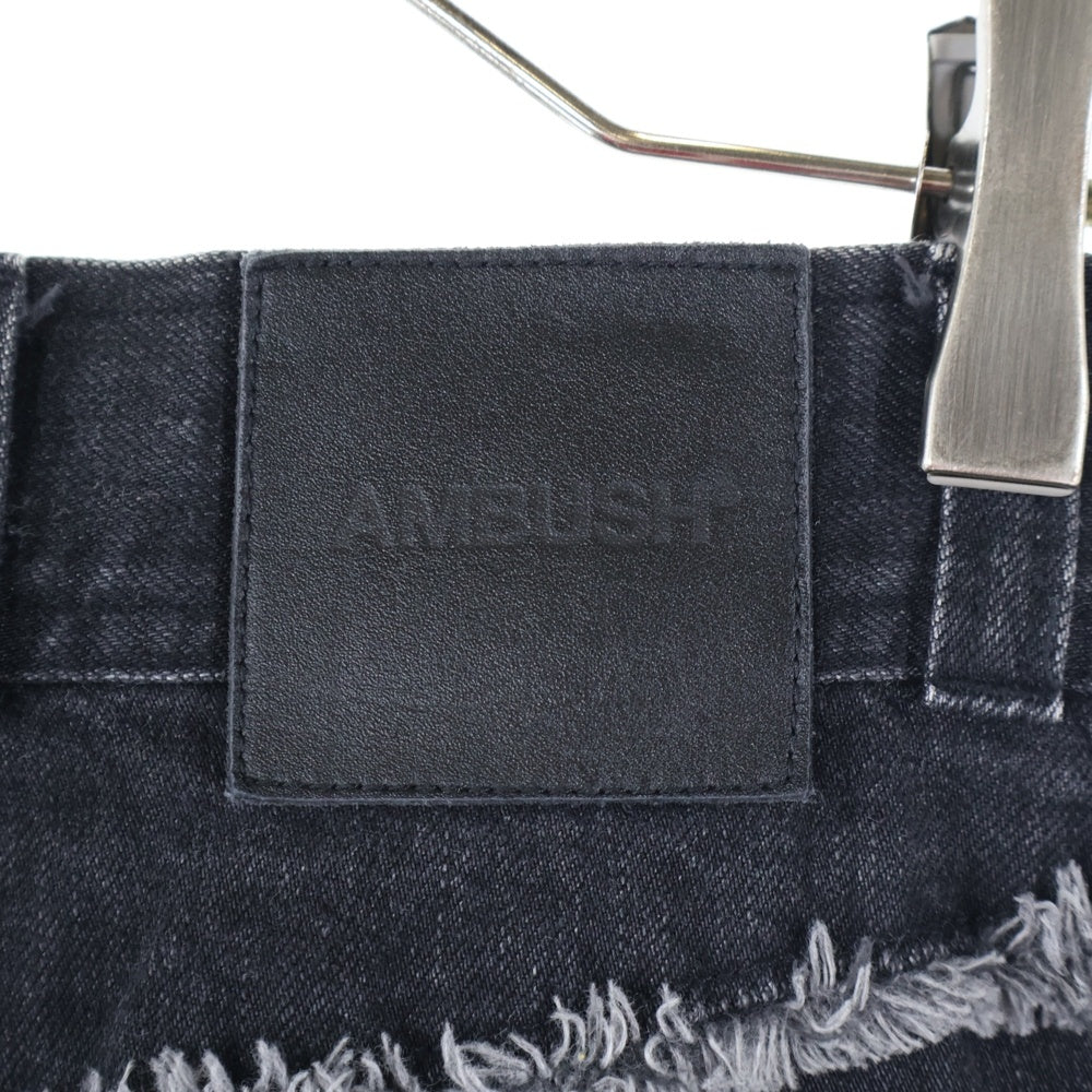 AMBUSH(アンブッシュ) ファーステッチデザイン テーパード デニムパンツ ブラック 12112054