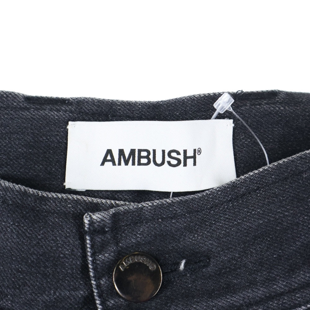 AMBUSH(アンブッシュ) ファーステッチデザイン テーパード デニムパンツ ブラック 12112054
