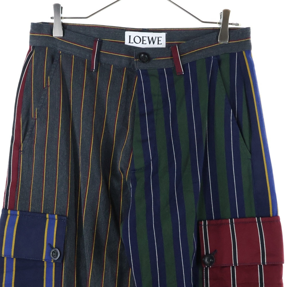 LOEWE(ロエベ) パッチワーク ストライプ カーゴパンツ マルチカラー H2282311IB