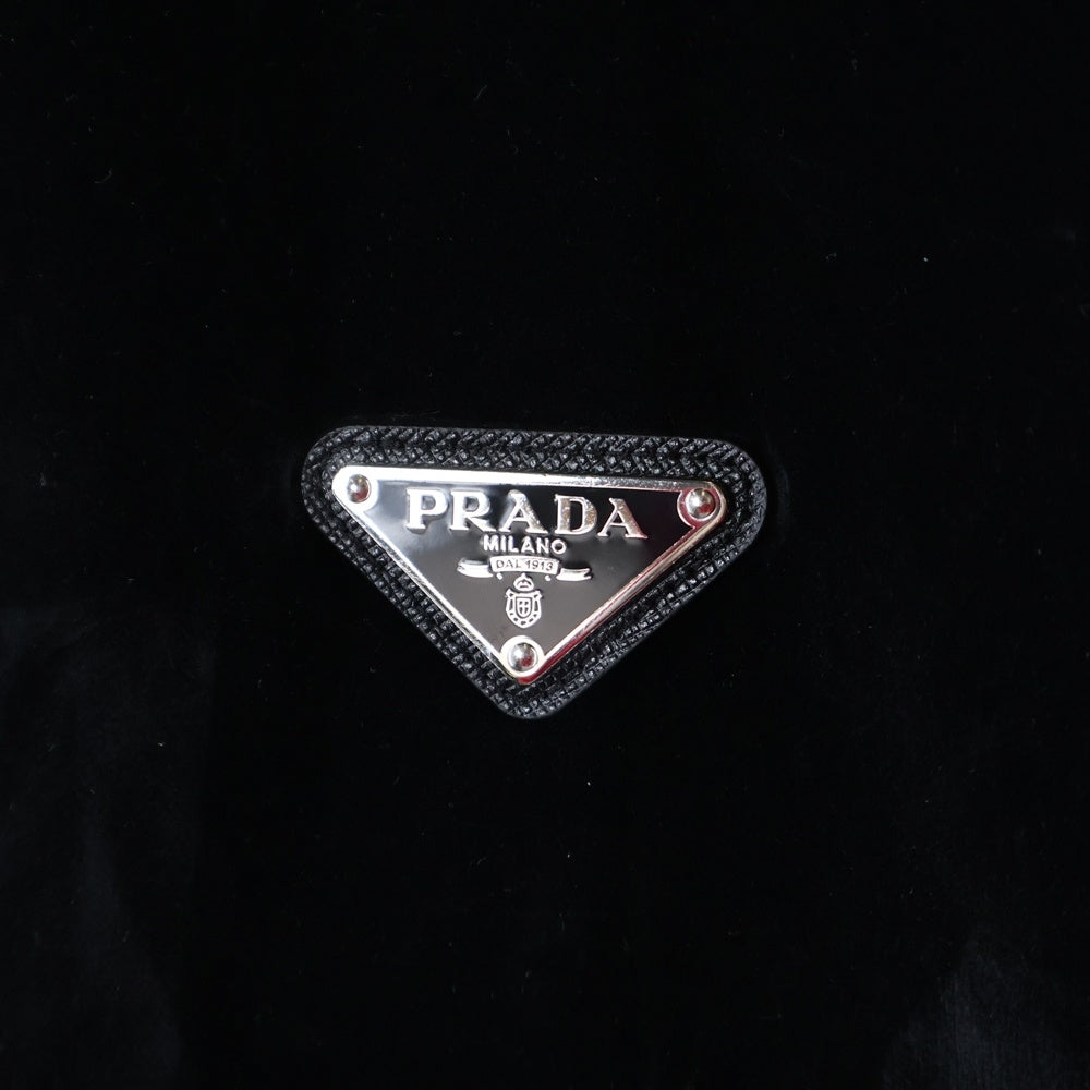 PRADA(プラダ) トライアングルロゴ コットンベルベット ジップアップパーカー ブルゾンジャケット ブラック SGC198