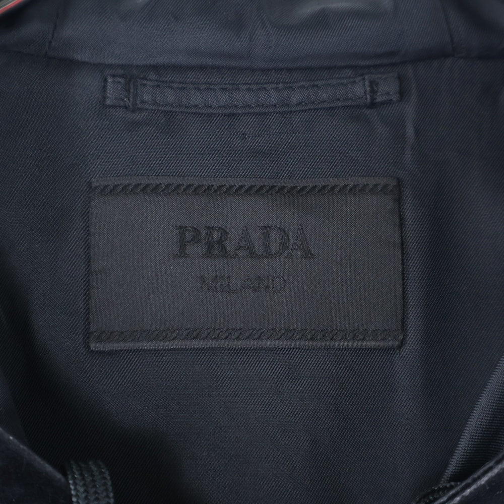 PRADA(プラダ) トライアングルロゴ コットンベルベット ジップアップパーカー ブルゾンジャケット ブラック SGC198