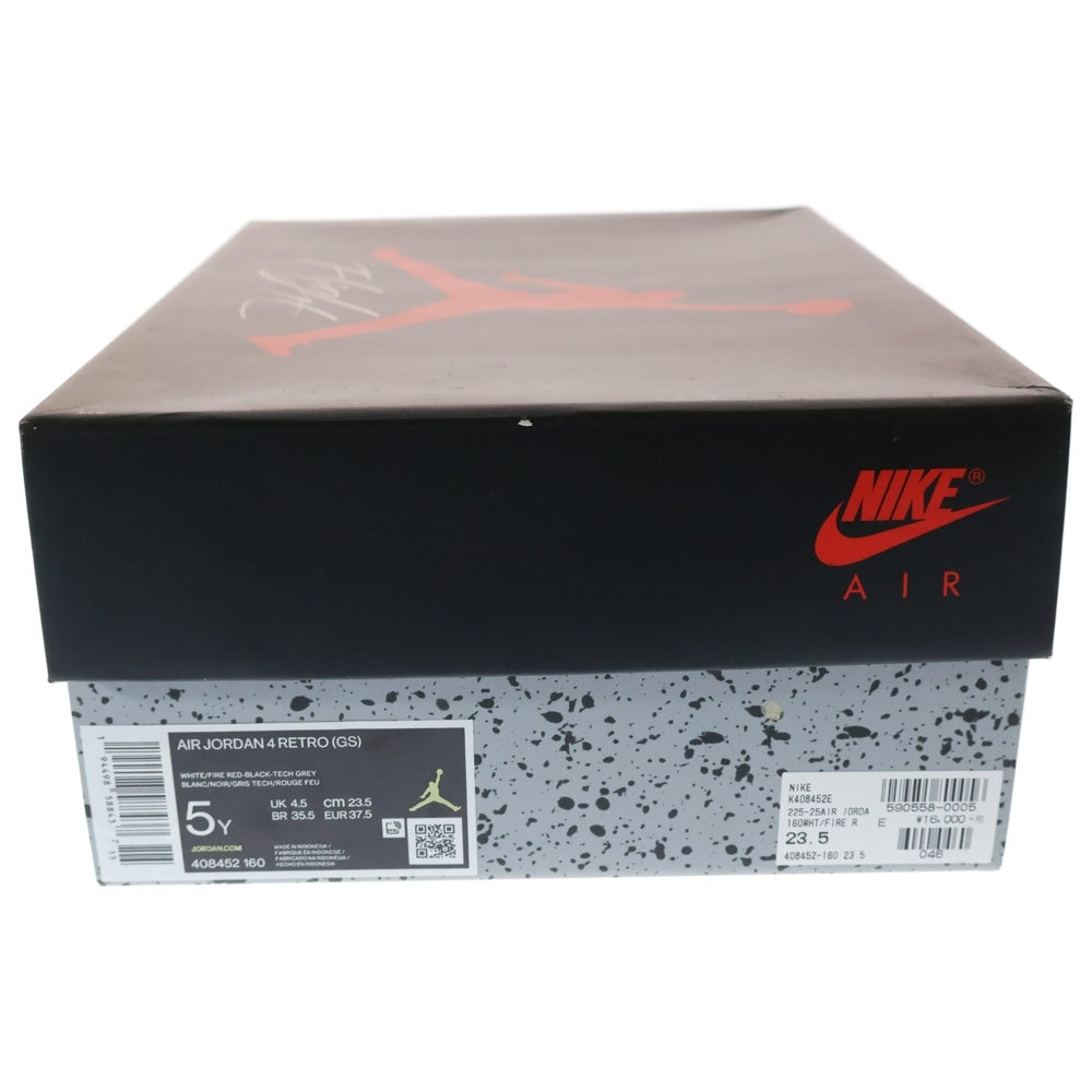 NIKE(ナイキ) GS AIR JORDAN 4 OG Fire Red エアジョーダン 4 ファイヤーレッド ハイカットスニーカー レディース ホワイト/レッド US5Y/23.5cm 408452-160