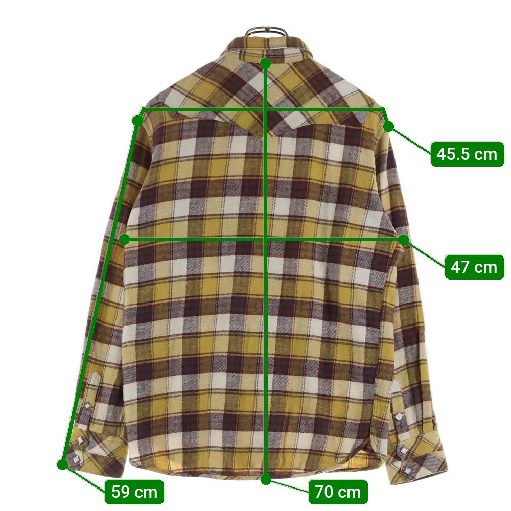 NEIGHBORHOOD(ネイバーフッド) 12SS DEAD WOOD CHECK/C-SHIRT.LS デッドウッド チェック スナップボタン 長袖シャツ イエロー/レッド 121SPNH-SHM01