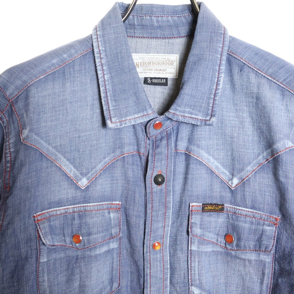 NEIGHBORHOOD(ネイバーフッド) 13SS DEAD WOOD/C-SHIRT.LS デッドウッド ステッチデザイン 長袖 ウエスタンシャツ インディゴ 131OANH-SHM01