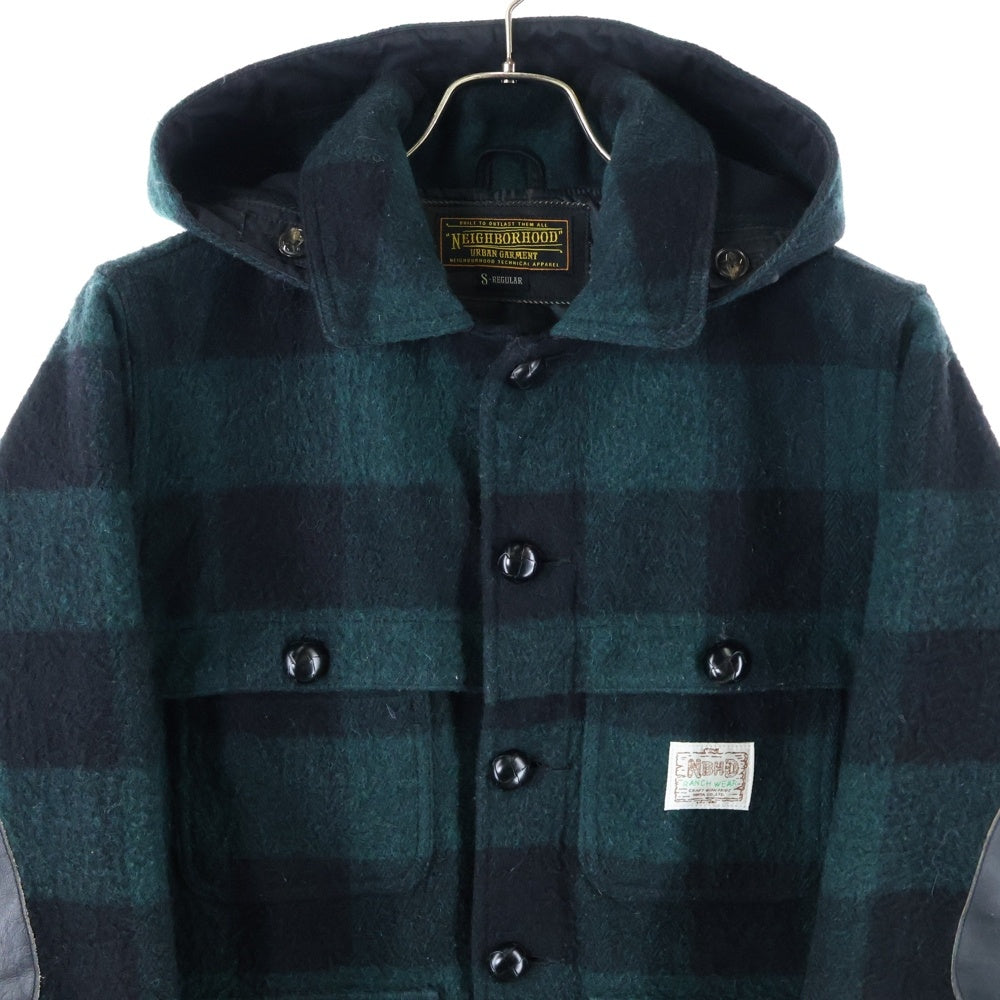 NEIGHBORHOOD(ネイバーフッド) 12AW MACKINAW BUFF WA-JKT マキナウバフ ウール混 チェック フーデッドジャケット グリーン 122ARNH-JKM03