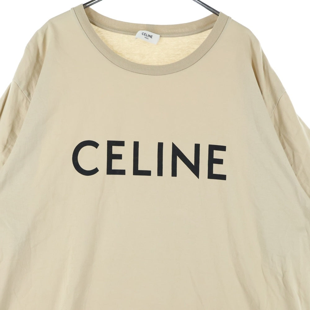 CELINE(セリーヌ) ルーズフィット スクリーン ロゴ プリント 半袖カットソー Tシャツ ベージュ 2X681671Q