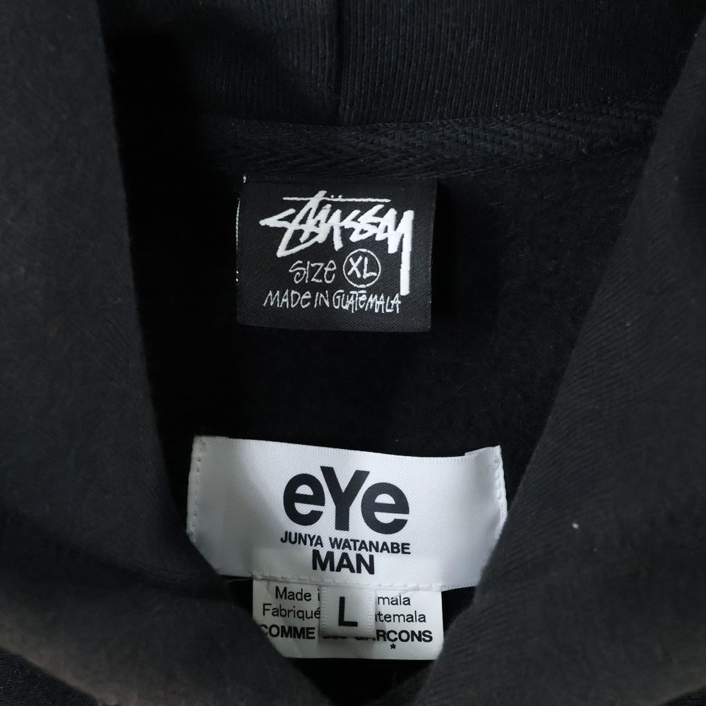 eYe COMME des GARCONS JUNYA WATANABE MAN(アイ コム デ ギャルソン ジュンヤ ワタナベ マン) 24SS AD2023× stussy ステューシーノースリーブカスタム スウェット プルオーバー パーカー ブラック WM‐T909