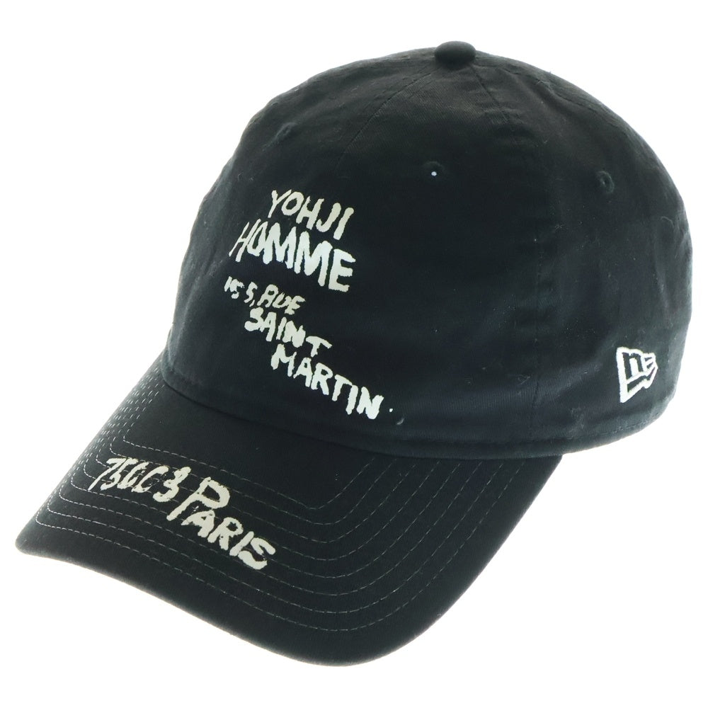 Yohji Yamamoto POUR HOMME(ヨウジヤマモト プールオム) ×NEW ERA 930CS YY ADDRESS P ニューエラ 9THIRTY ハンドペイントロゴ 6パネルキャップ 帽子 ブラック HE-H82-974