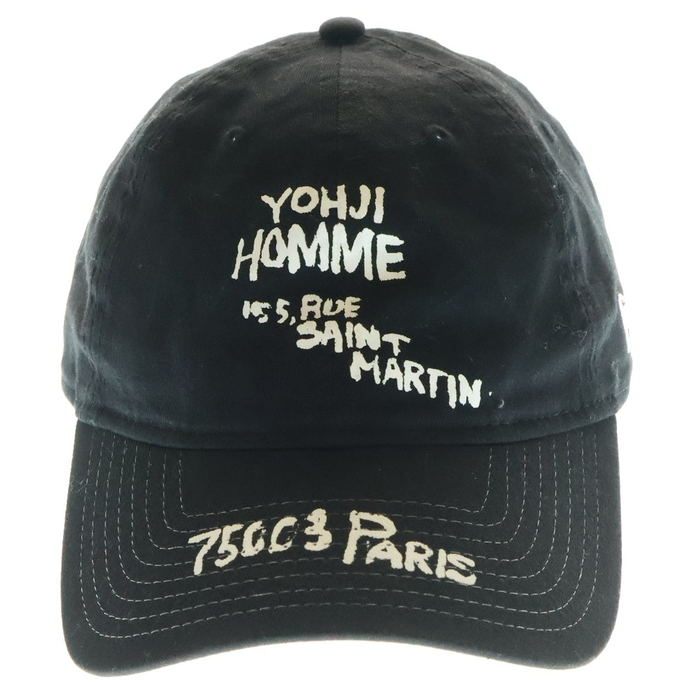 Yohji Yamamoto POUR HOMME(ヨウジヤマモト プールオム) ×NEW ERA 930CS YY ADDRESS P ニューエラ 9THIRTY ハンドペイントロゴ 6パネルキャップ 帽子 ブラック HE-H82-974