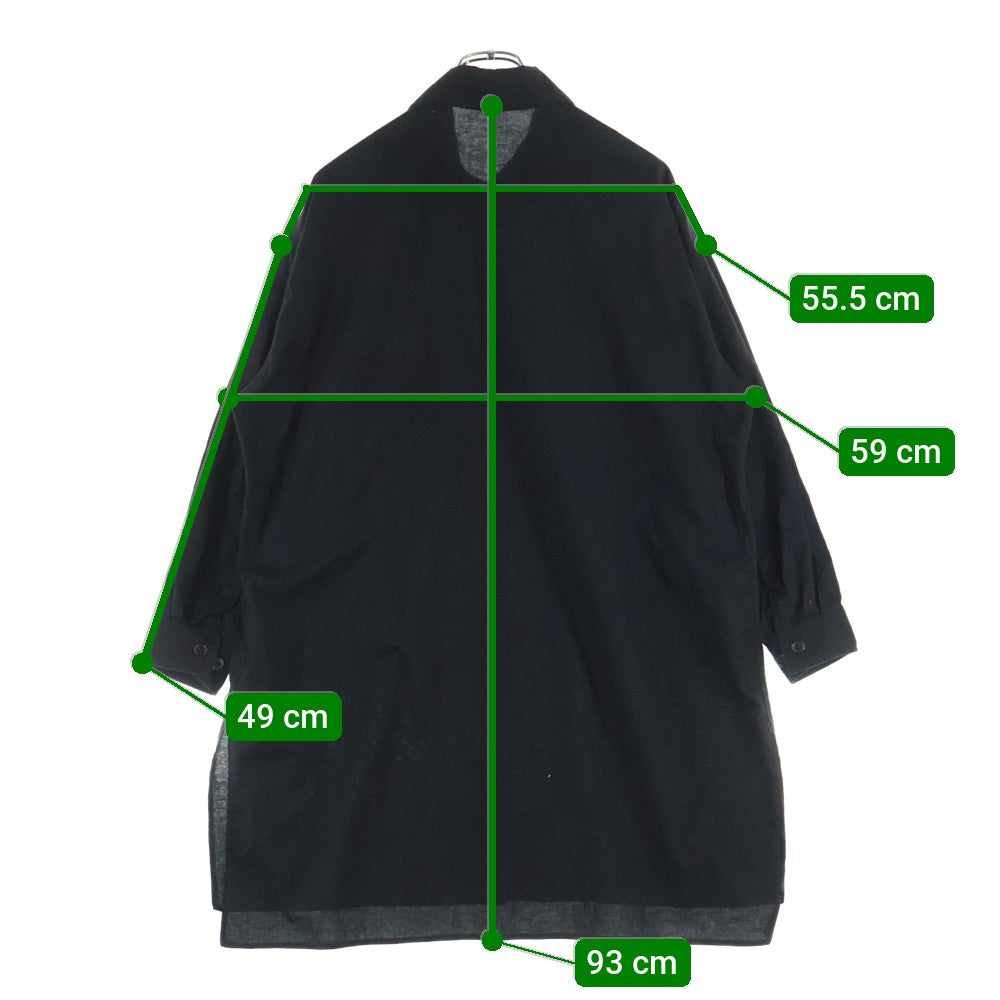 Y's(ワイズ) BORN PRODUCT THIN COTTON TWILL OVERSIZED LONGSLEEVE SHIRT コットンツイル オーバーサイズ 長袖シャツ ブラック レディース YY-B82-003