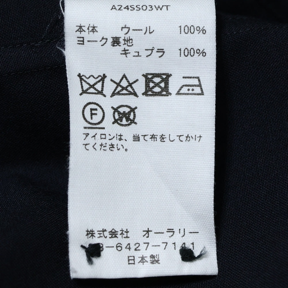 AURALEE(オーラリー) 24SS ボタンダウン レギュラーカラー ロングスリーブ 長袖シャツ ネイビー A24SS03WT