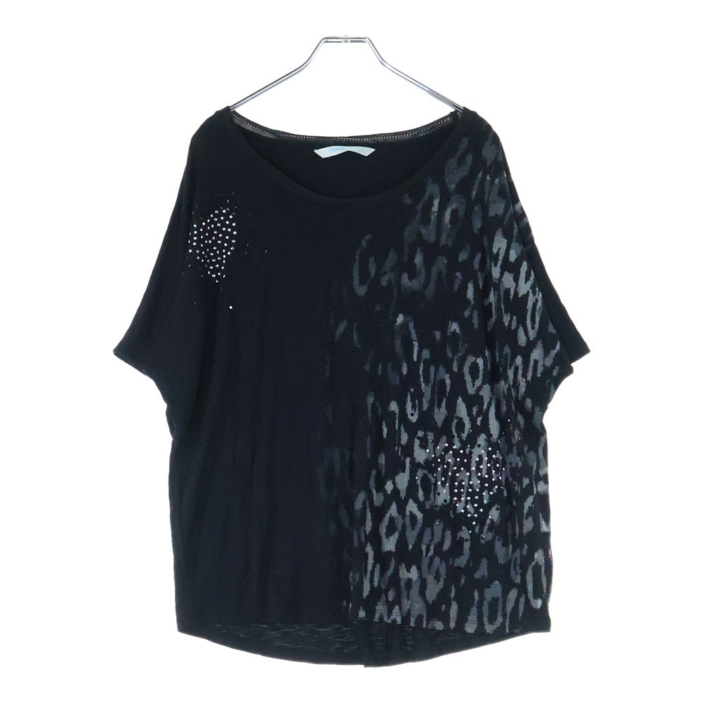 Desigual(デシグアル) スタッズ付き クルーネック半袖Tシャツ カットソー ブラック 72T2EA3
