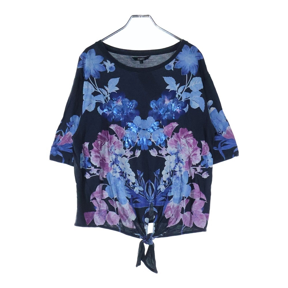 Desigual(デシグアル) 花柄 クルーネック半袖Tシャツ カットソー レディース ブラック/ブルー 20WWTK51