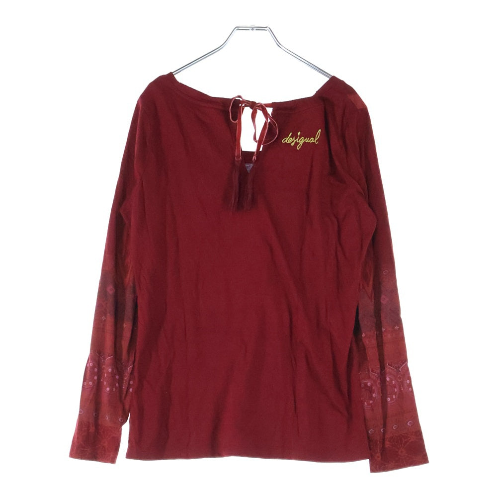 Desigual(デシグアル) バックスタッズ付き クルーネック長袖Tシャツ カットソー レディース レッド 18WWTKYR