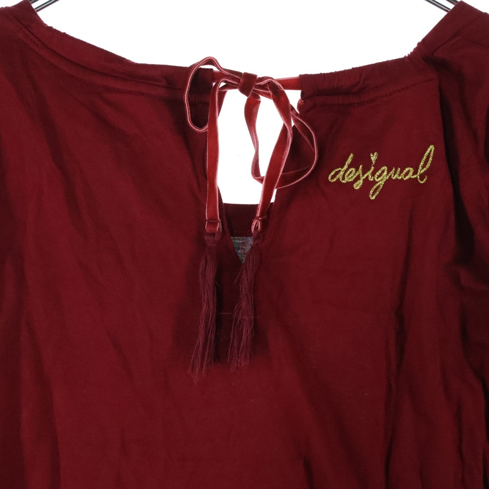 Desigual(デシグアル) バックスタッズ付き クルーネック長袖Tシャツ カットソー レディース レッド 18WWTKYR
