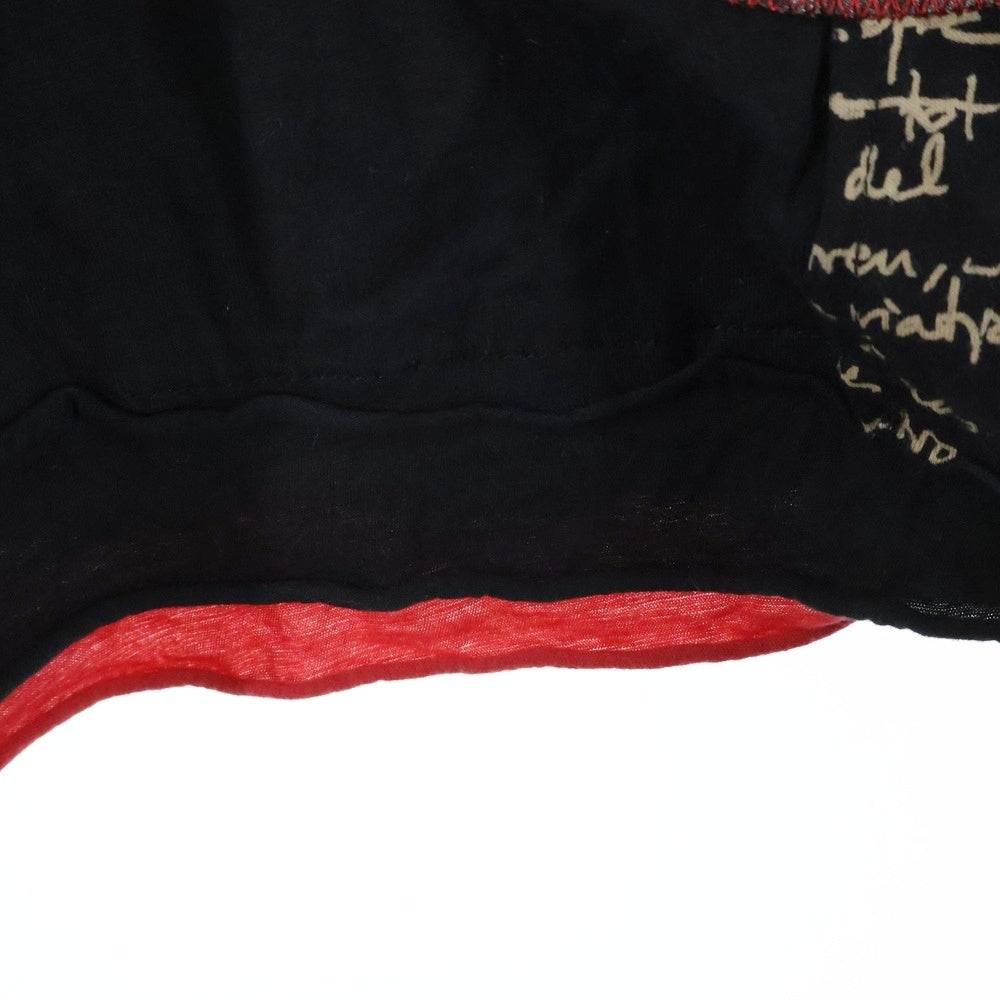 Desigual(デシグアル) 総柄 Vネック 長袖ワンピース ドレス レディース ブラック/レッド 57V21B8