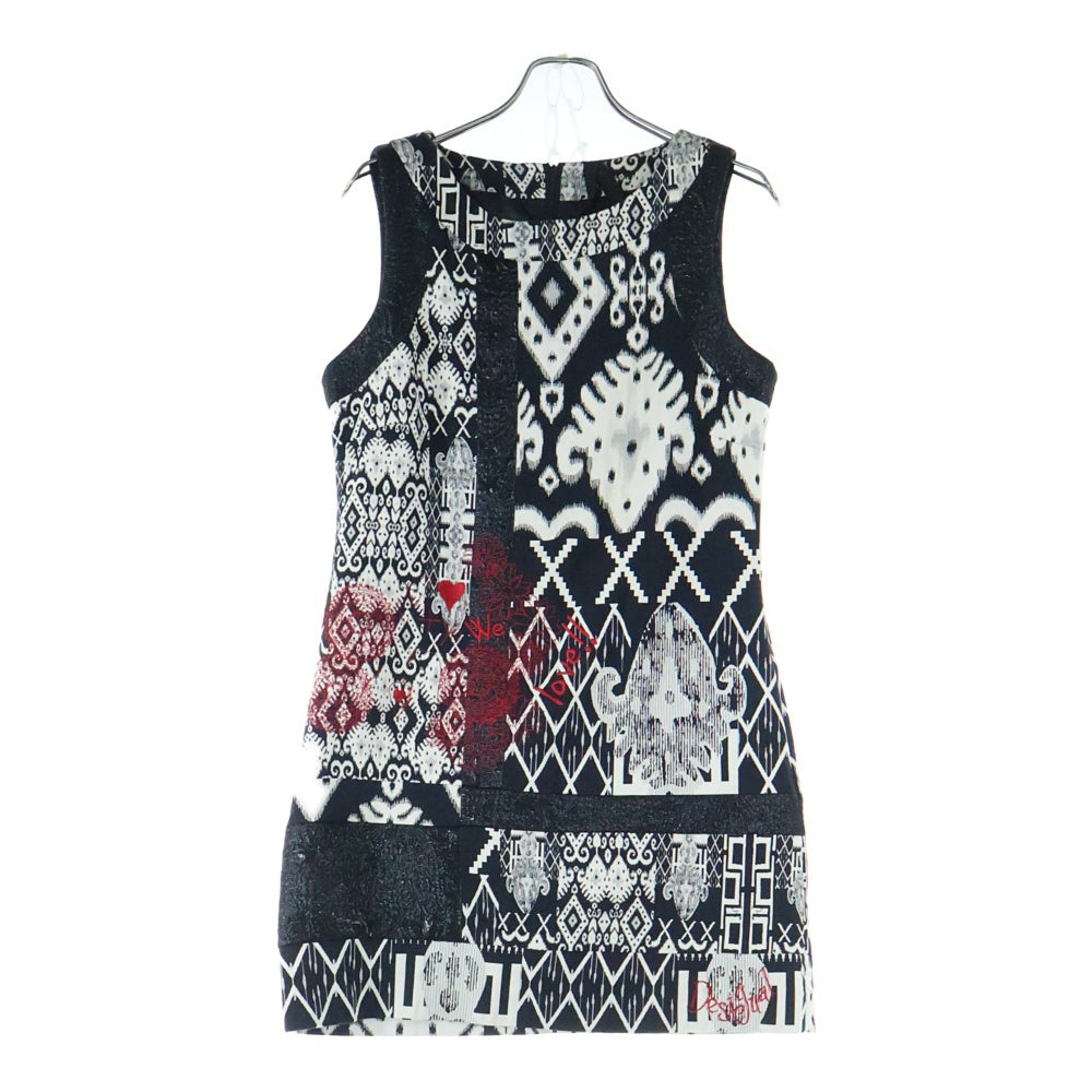 Desigual(デシグアル) 総柄 ノースリーブワンピース ドレス レディース ブラック/ホワイト 36V2873