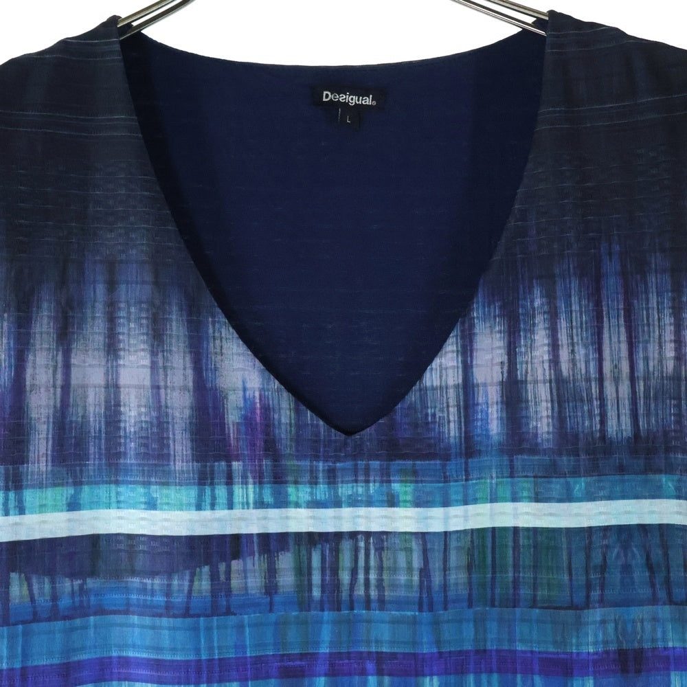 Desigual(デシグアル) ボーダー柄 ノースリーブワンピース ドレス レディース ブルー 19WWVKXC