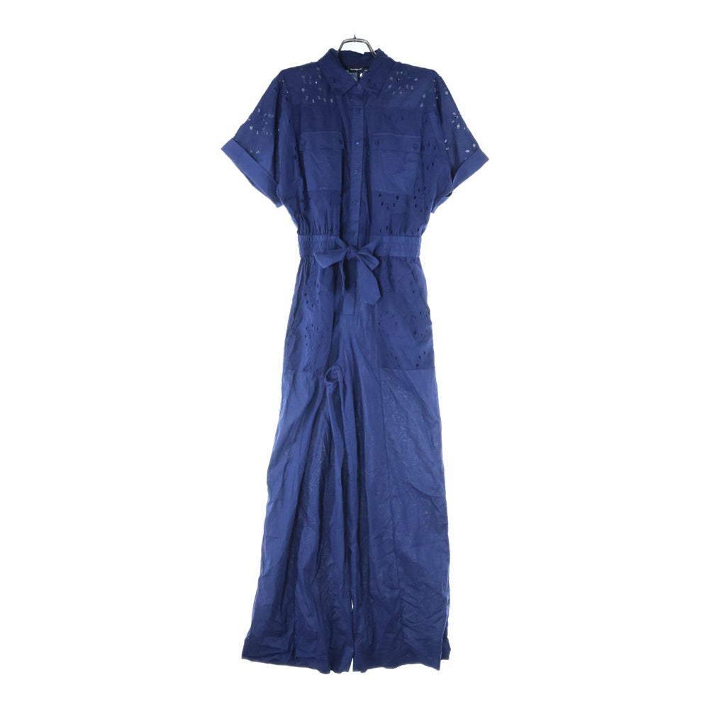 Desigual(デシグアル) 花刺繍 ベルト付き 半袖ジャンプスーツ つなぎ レディース ブルー 23WWPWX0