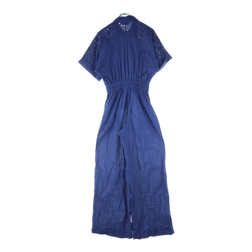 Desigual(デシグアル) 花刺繍 ベルト付き 半袖ジャンプスーツ つなぎ レディース ブルー 23WWPWX0