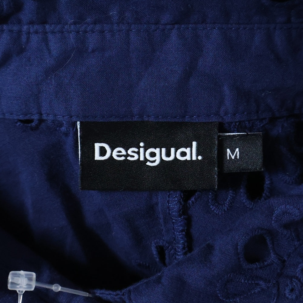 Desigual(デシグアル) 花刺繍 ベルト付き 半袖ジャンプスーツ つなぎ レディース ブルー 23WWPWX0