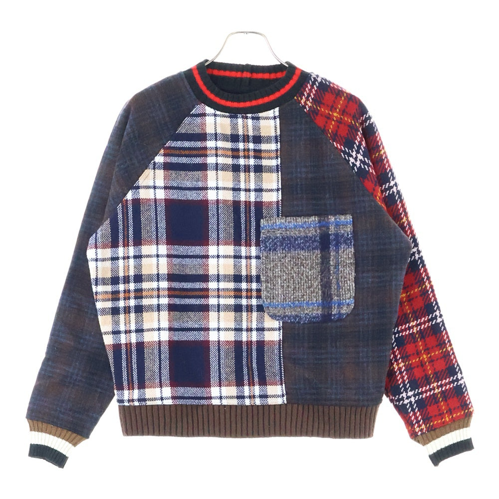 Desigual(デシグアル) チェック柄 1ポケット クルーネックニットセーター レディース マルチカラー 22WWSK04