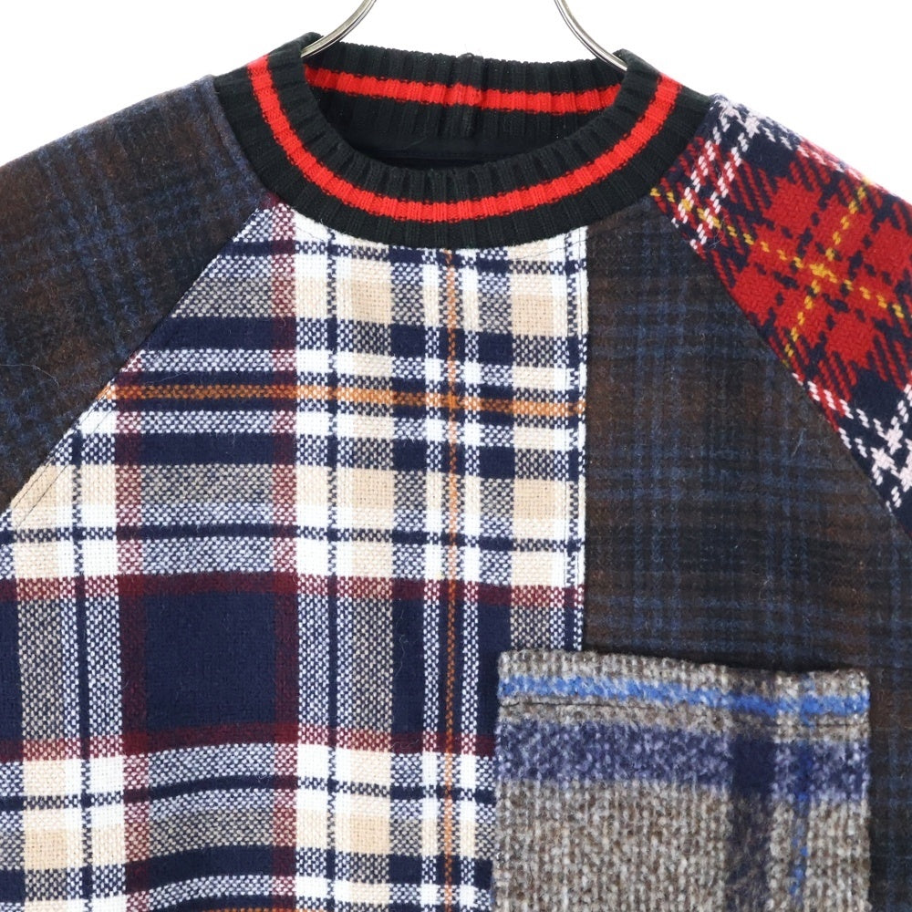 Desigual(デシグアル) チェック柄 1ポケット クルーネックニットセーター レディース マルチカラー 22WWSK04
