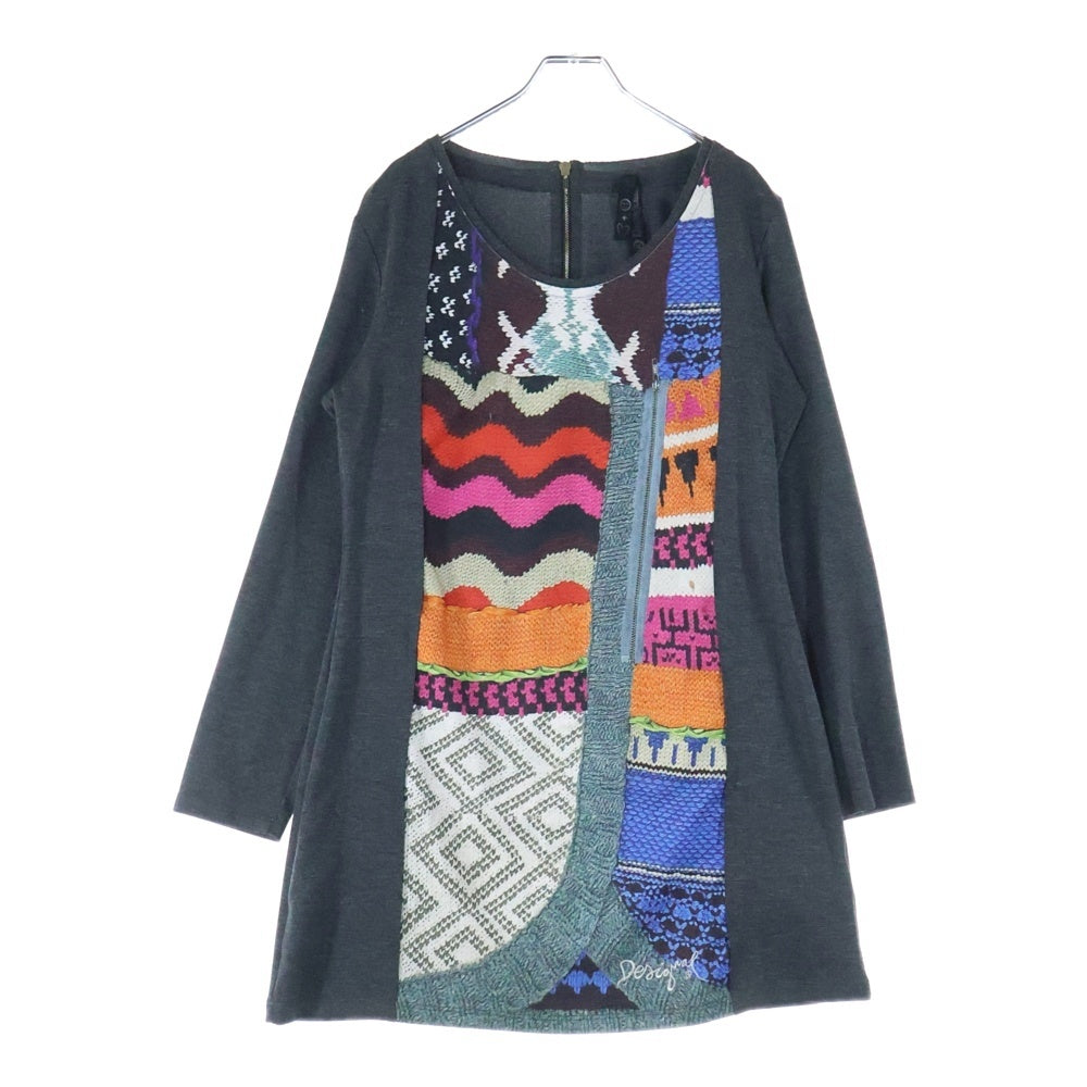 Desigual(デシグアル) フロントデザイン 長袖ワンピース ドレス レディース グレー 39V2047
