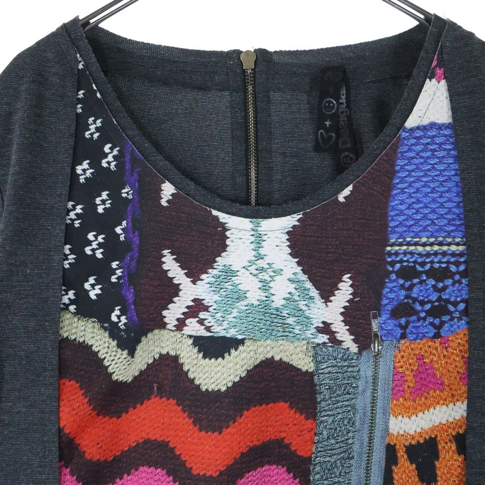 Desigual(デシグアル) フロントデザイン 長袖ワンピース ドレス レディース グレー 39V2047