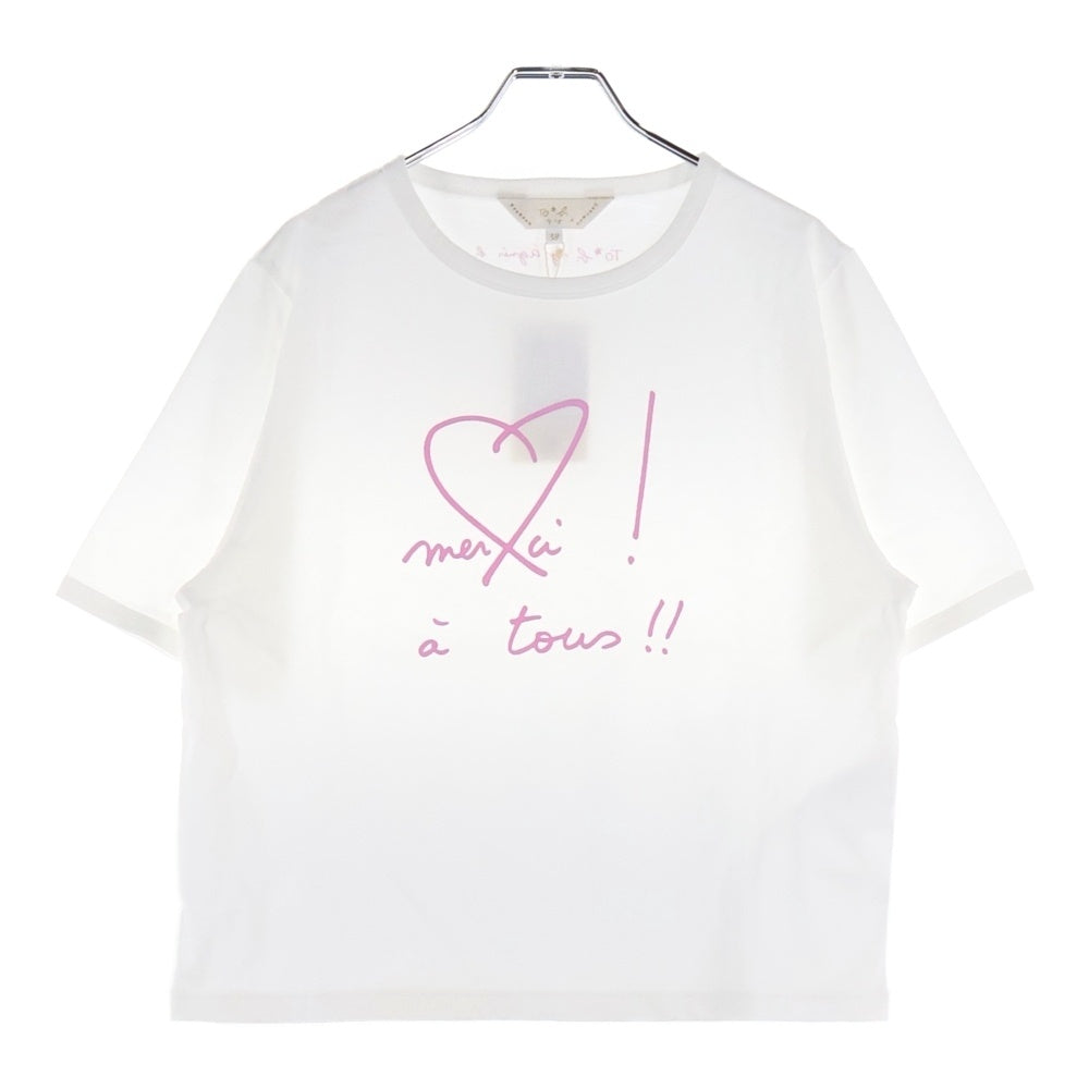 agnes b.(アニエスベー) ハートプリント クルーネック半袖Tシャツ カットソー レディース ホワイト 6450 WW21