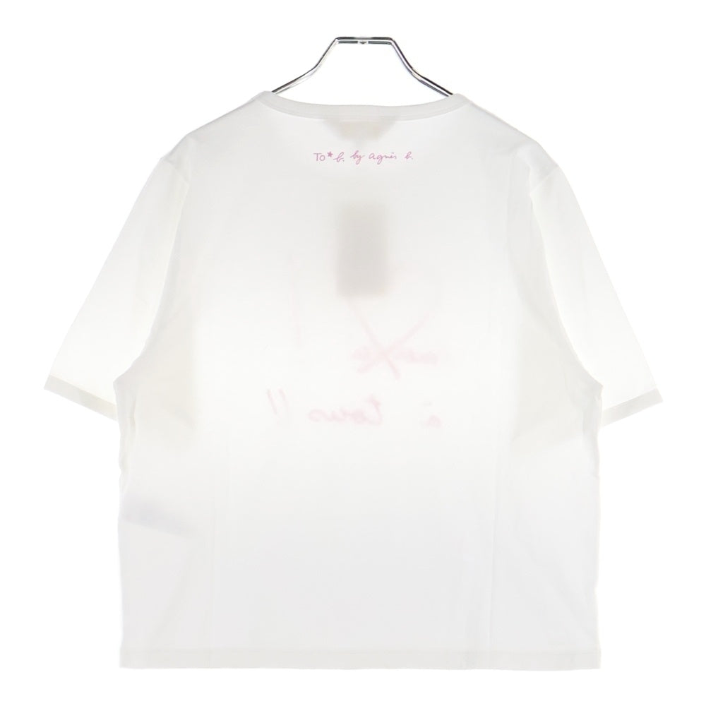 agnes b.(アニエスベー) ハートプリント クルーネック半袖Tシャツ カットソー レディース ホワイト 6450 WW21