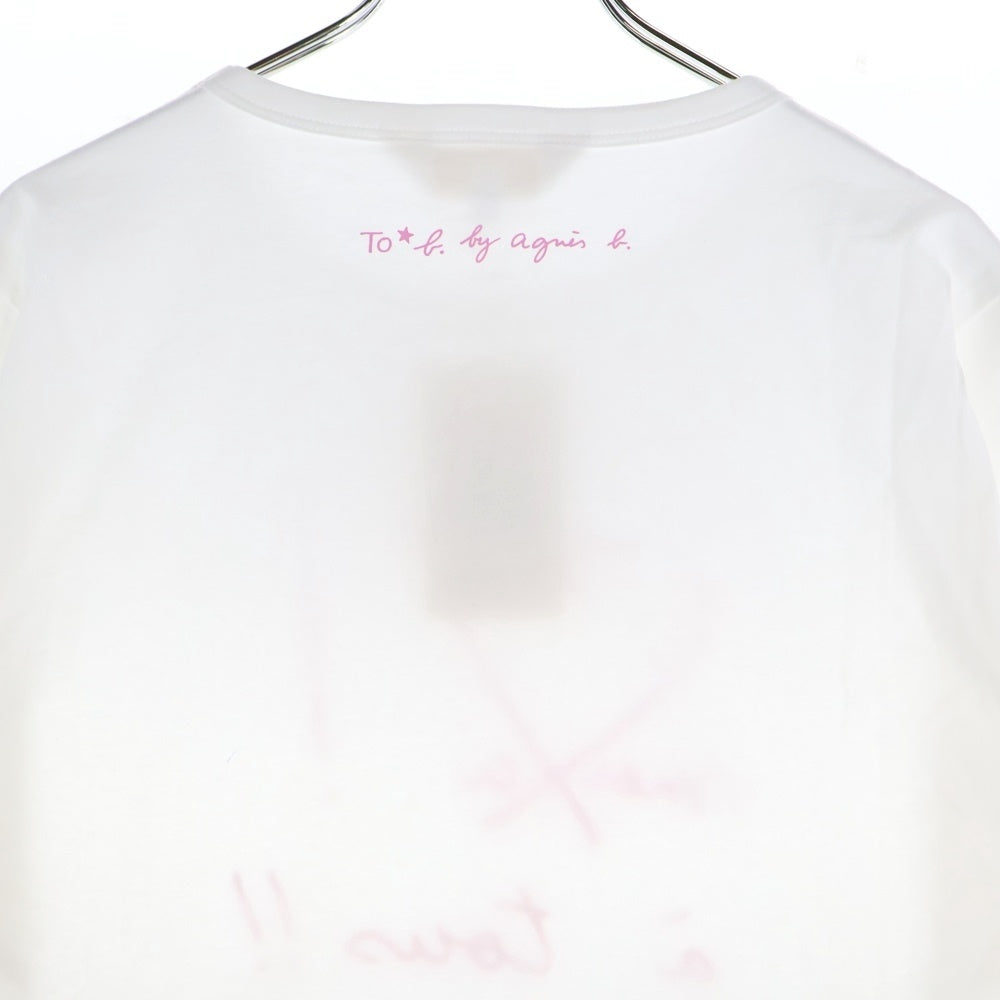 agnes b.(アニエスベー) ハートプリント クルーネック半袖Tシャツ カットソー レディース ホワイト 6450 WW21