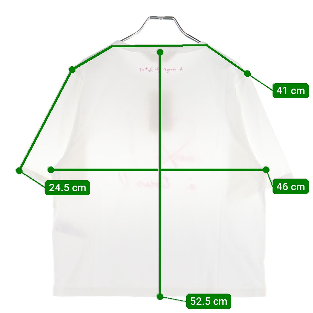 agnes b.(アニエスベー) ハートプリント クルーネック半袖Tシャツ カットソー レディース ホワイト 6450 WW21