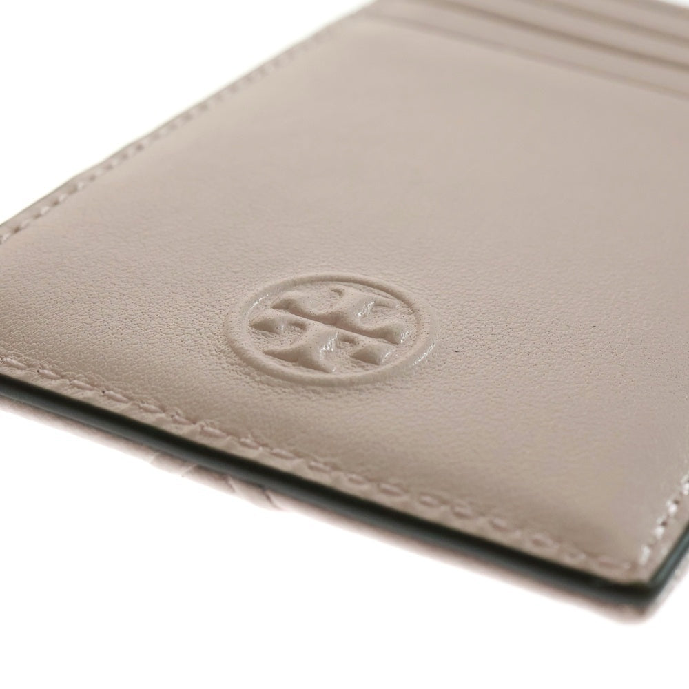 TORY BURCH(トリー バーチ) ロゴ刻印 フレミング レザー カードケース パスケース ピンク