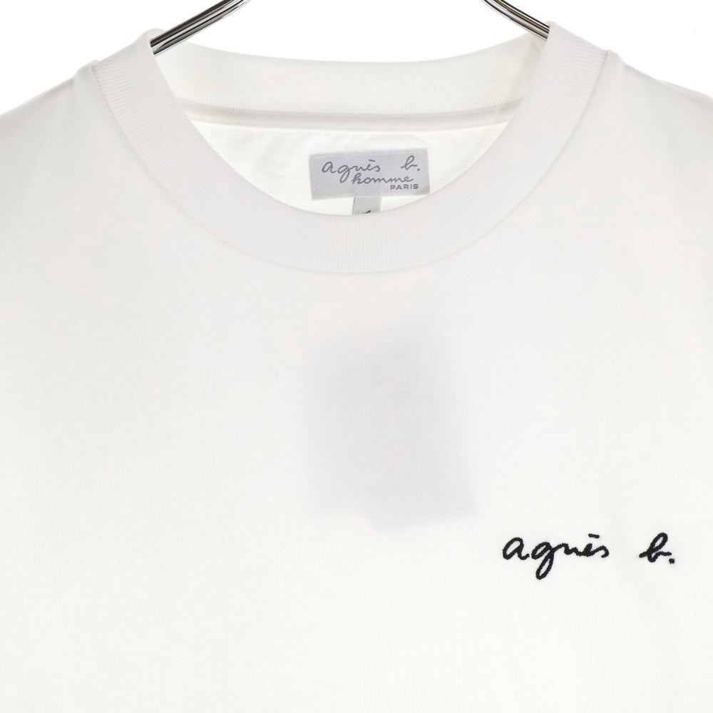 agnes b.(アニエスベー) フロントロゴ刺繍 クルーネック半袖Tシャツ カットソー ホワイト EAC9 JEJ3