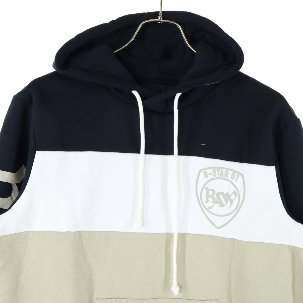 G-STAR RAW(ジースターロウ) GRAPHIC 15 HOODED SWEATERグラフィック ロゴプリント フーデットスウェットパーカー ブラック/ホワイト/ベージュ D15692-A612-6484