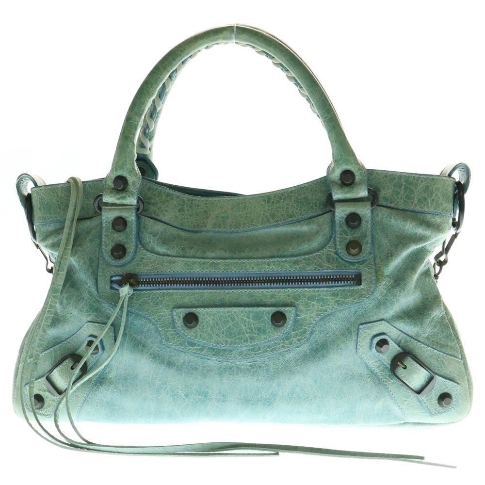 BALENCIAGA(バレンシアガ) ザ・ファースト 2WAY レザーショルダーバッグ ハンドバッグ レディース グリーン 103208