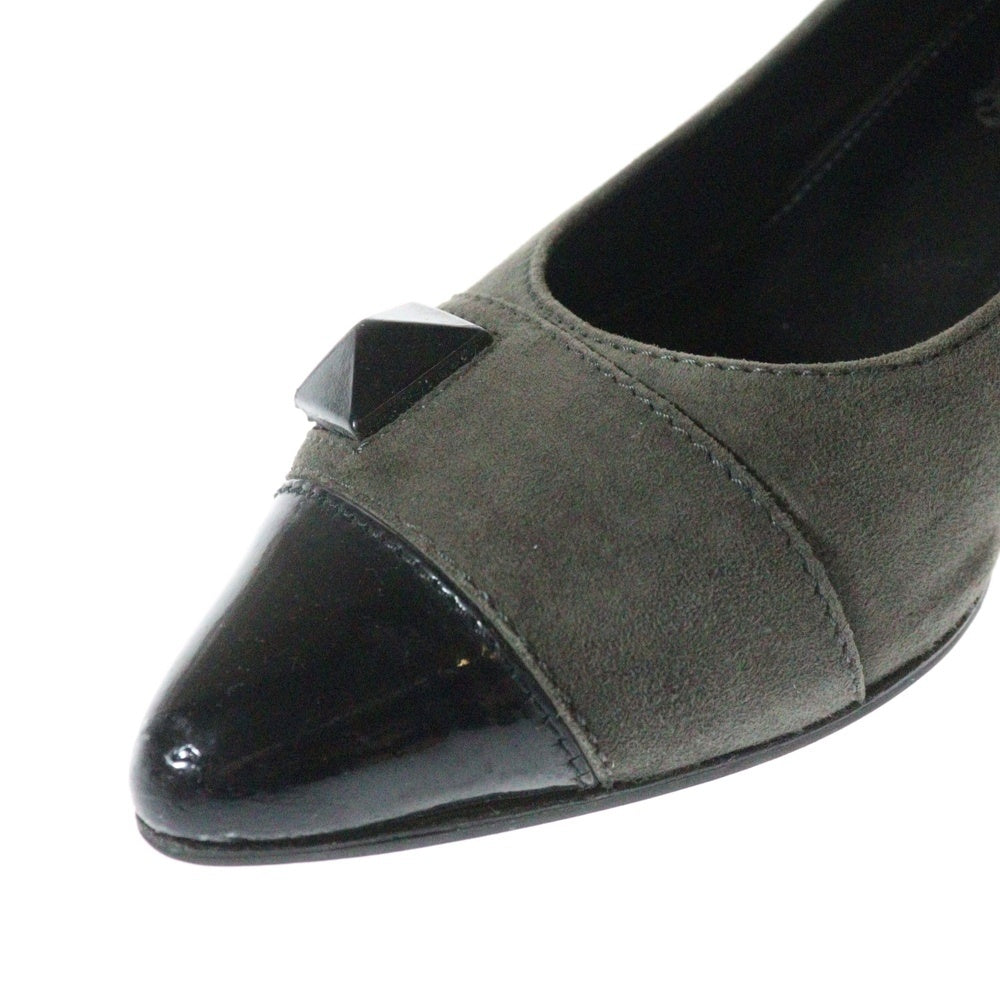 TOD'S(トッズ) ポインテッドトゥ スウェードレザーヒールパンプス レディース グレー/ブラック
