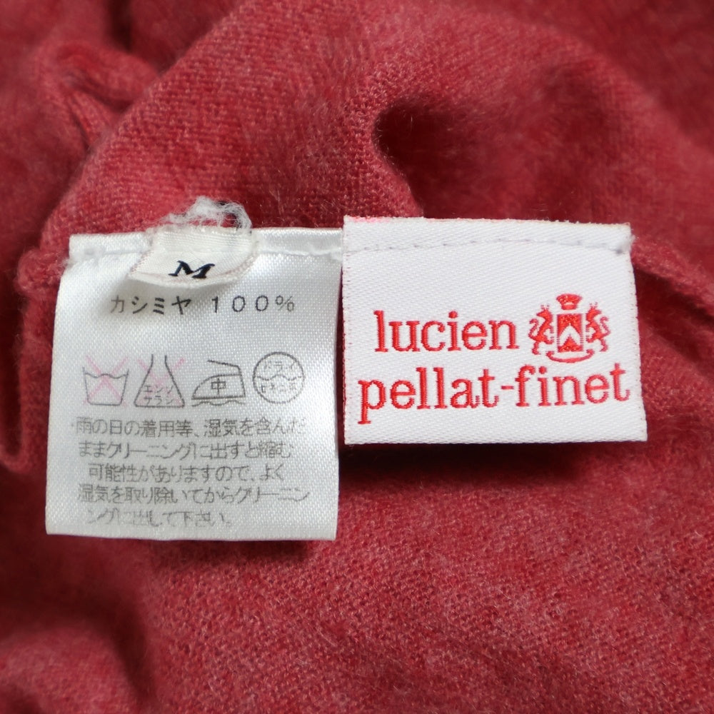 lucien pellat-finet(ルシアンペラフィネ) ラインストーン装飾スカルパッチ カシミア Vネックニット セーター ピンク