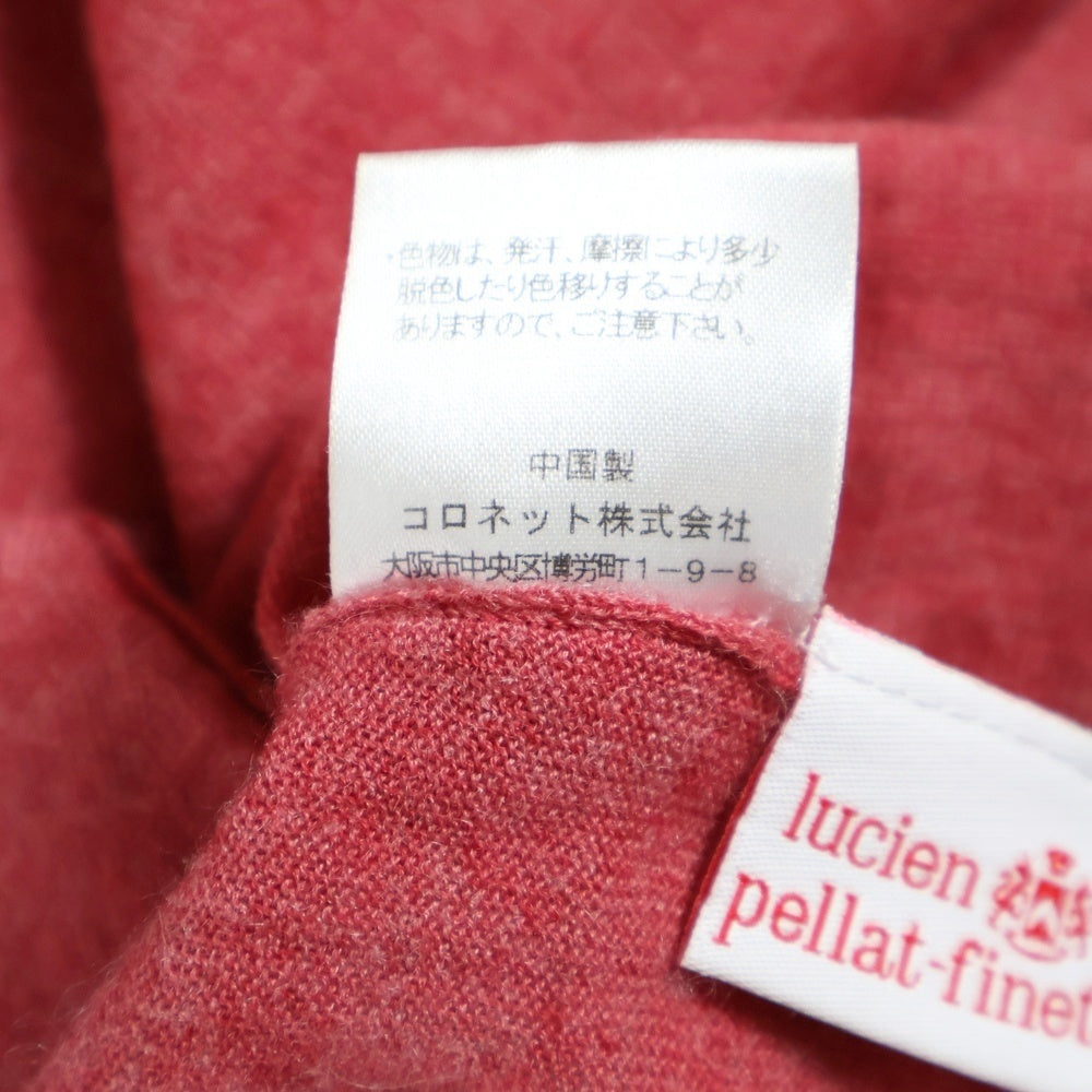 lucien pellat-finet(ルシアンペラフィネ) ラインストーン装飾スカルパッチ カシミア Vネックニット セーター ピンク