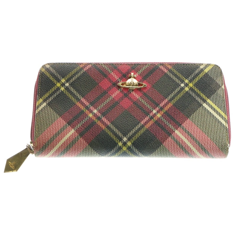 Vivienne Westwood(ヴィヴィアンウエストウッド) タータンチェック柄 ロゴデザインモチーフ ロングウオレット 財布 マルチ