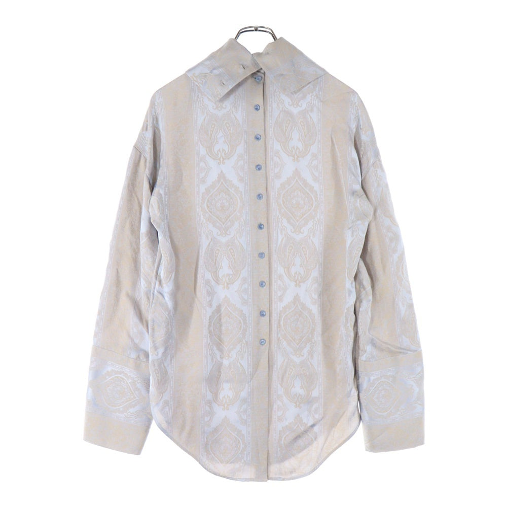 Acne Studios(アクネ ストゥディオズ) Paisley Jacquard Satin Shirt ペイズリー ジャガード サテン 長袖シャツ シルバー/ブラウン FN-WN-BLOU000337