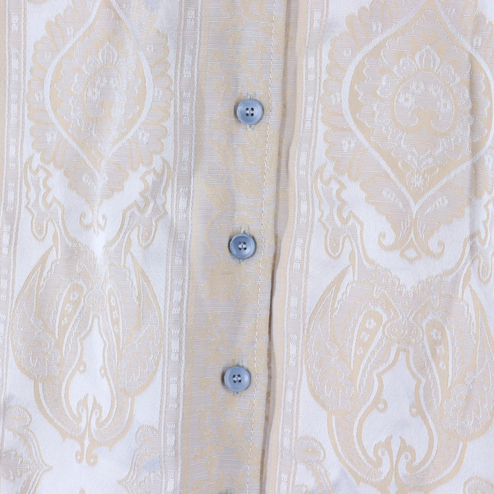 Acne Studios(アクネ ストゥディオズ) Paisley Jacquard Satin Shirt ペイズリー ジャガード サテン 長袖シャツ シルバー/ブラウン FN-WN-BLOU000337