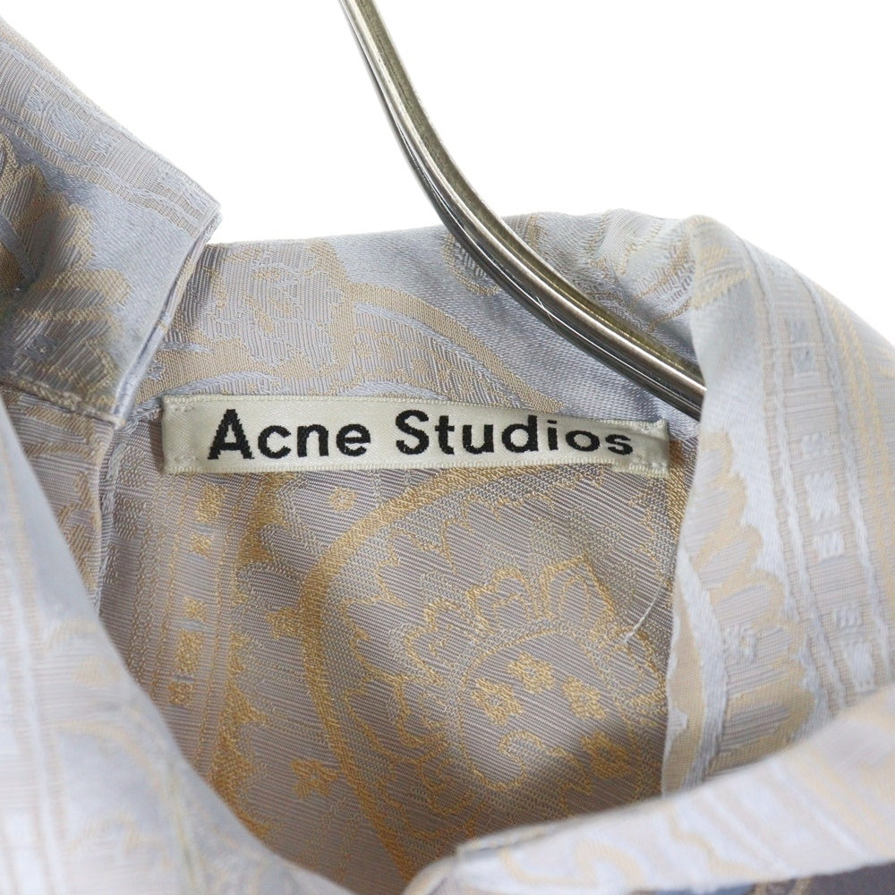 Acne Studios(アクネ ストゥディオズ) Paisley Jacquard Satin Shirt ペイズリー ジャガード サテン 長袖シャツ シルバー/ブラウン FN-WN-BLOU000337